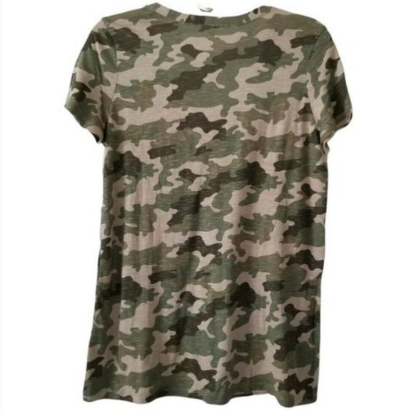 Susina Scoop Neck Slub T-Shirt In Olive Camo Size Medium - Picture 5 of 7